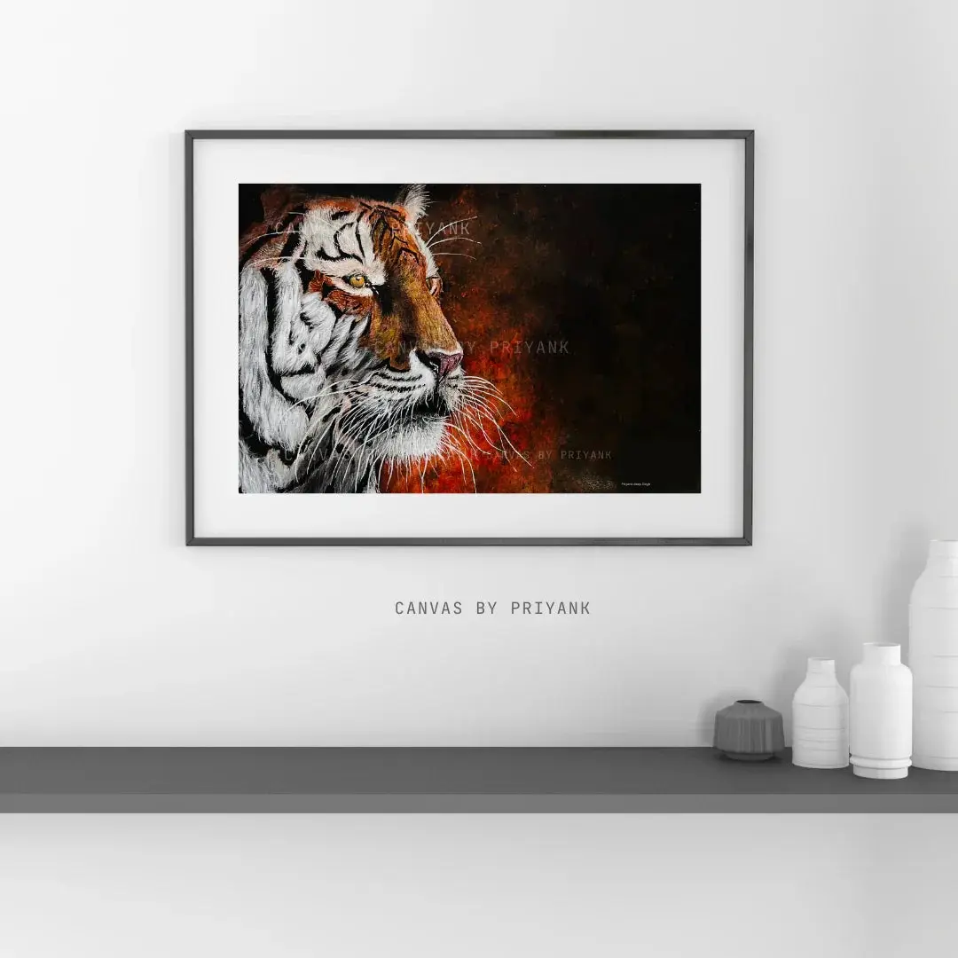 Royal Bengal Tiger Original Hand-Painted Acrylic on Canvas - Canvas by Priyank & Khushboo