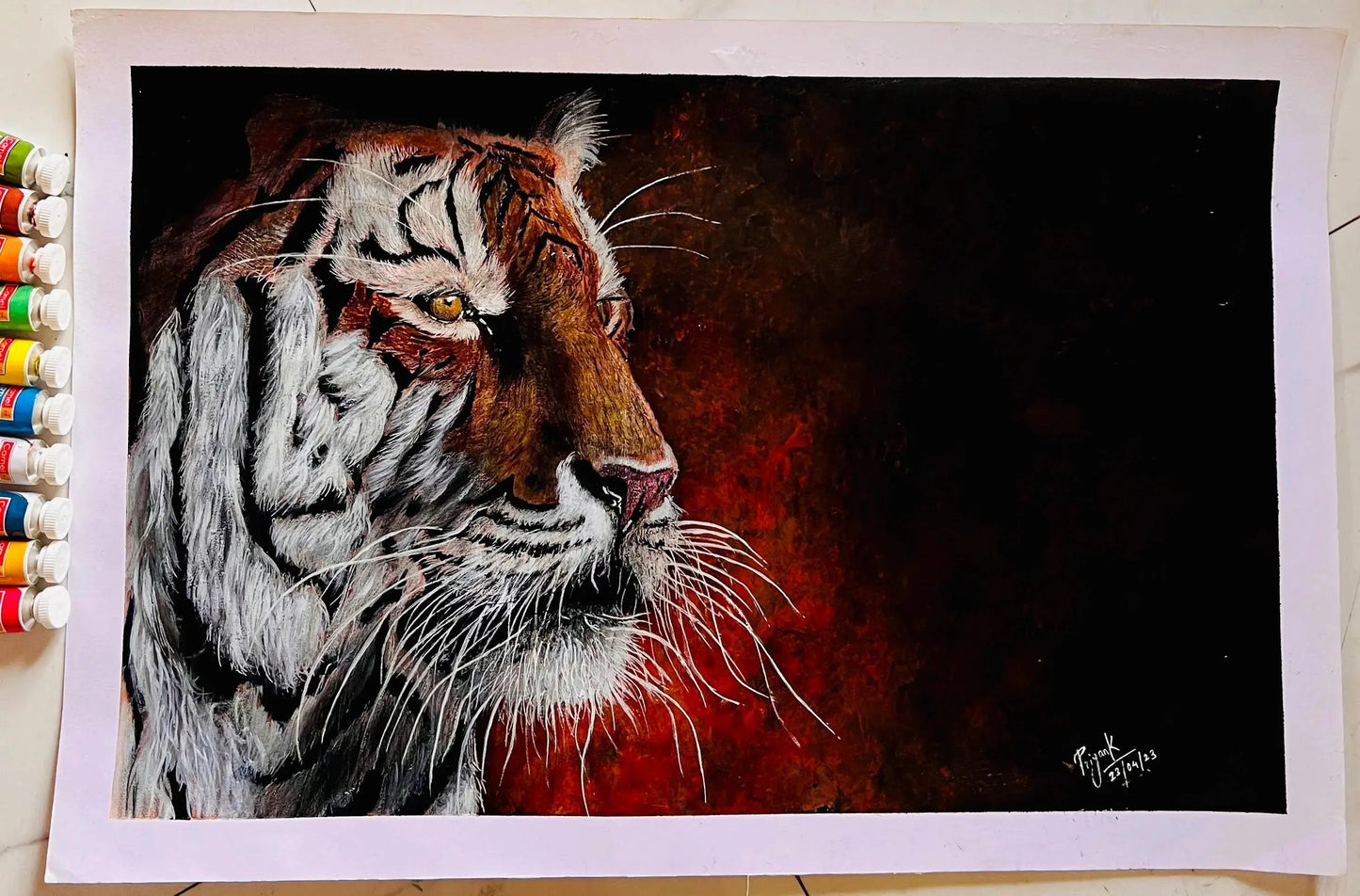 Roar of The Tiger Acrylic on Canvas - Canvas by Priyank & Khushboo