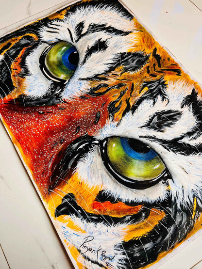 Baby Tiger Face Original Hand-Painted Acrylic on Canvas