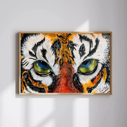 Baby Tiger Face Original Hand-Painted Acrylic on Canvas - Canvas by Priyank & Khushboo