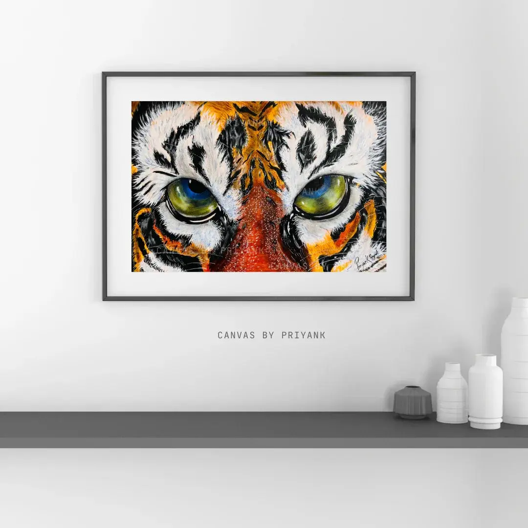 Baby Tiger Face Original Hand-Painted Acrylic on Canvas - Canvas by Priyank & Khushboo