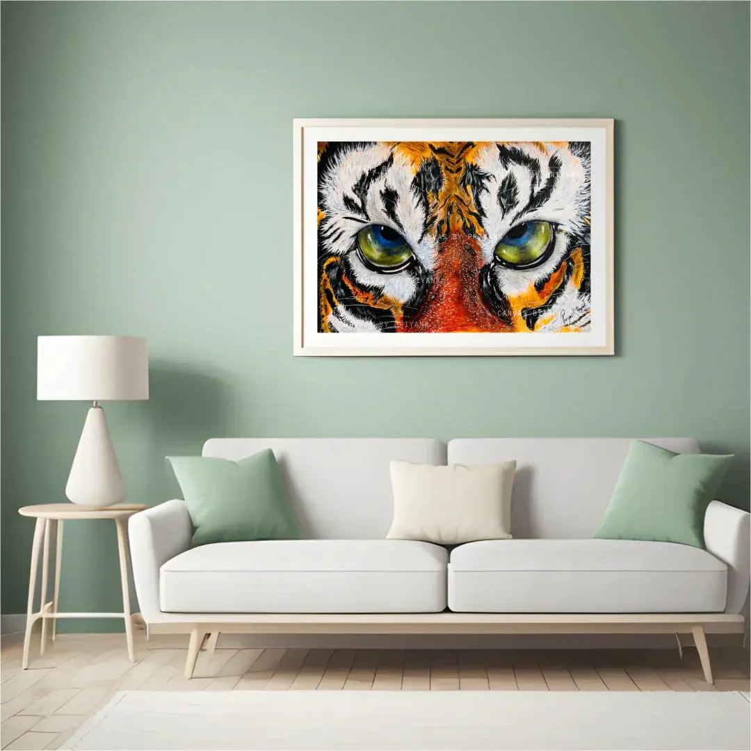 Baby Tiger Face Original Hand-Painted Acrylic on Canvas - Canvas by Priyank & Khushboo