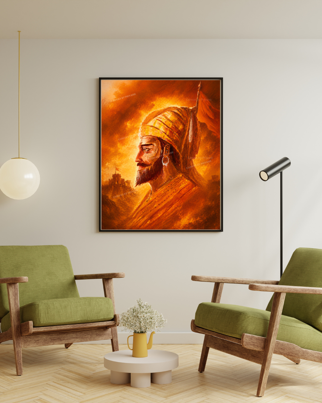 Chhatrapati Shivaji Maharaj Wall Art - Hand-Painted Acrylic Canvas