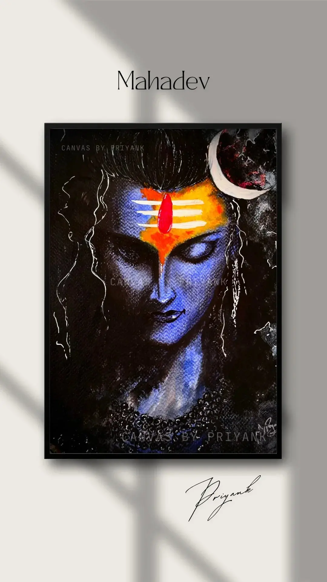 Divine Lord Shiva Mahadev Original Hand-Painted Acrylic on Canvas (24X36) - Canvas by Priyank & Khushboo