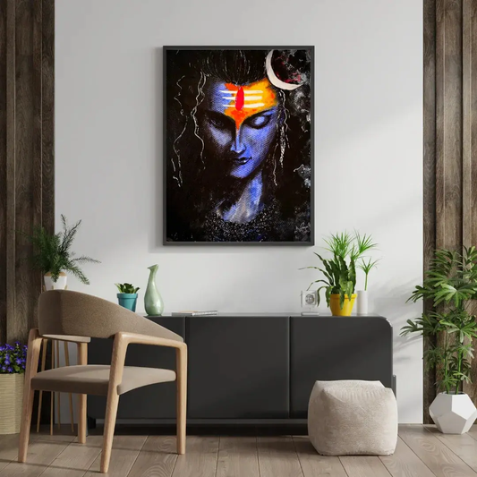 Divine Lord Shiva Mahadev Original Hand-Painted Acrylic on Canvas (24X36) - Canvas by Priyank & Khushboo