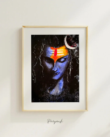 Divine Lord Shiva Mahadev Original Hand-Painted Acrylic on Canvas (24X36) - Canvas by Priyank & Khushboo