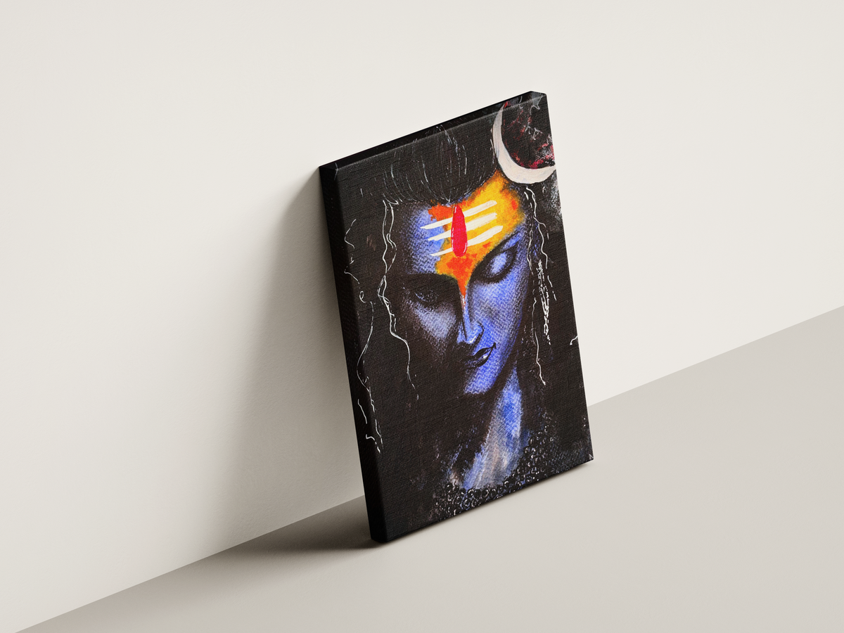 Divine Lord Shiva Mahadev Original Hand-Painted Acrylic on Canvas (24X36) - Canvas by Priyank & Khushboo