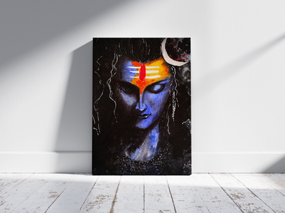 Divine Lord Shiva Mahadev Original Hand-Painted Acrylic on Canvas (24X36) - Canvas by Priyank & Khushboo
