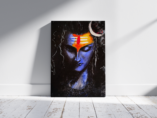 Divine Lord Shiva Mahadev Original Hand-Painted Acrylic on Canvas (24X36) - Canvas by Priyank & Khushboo