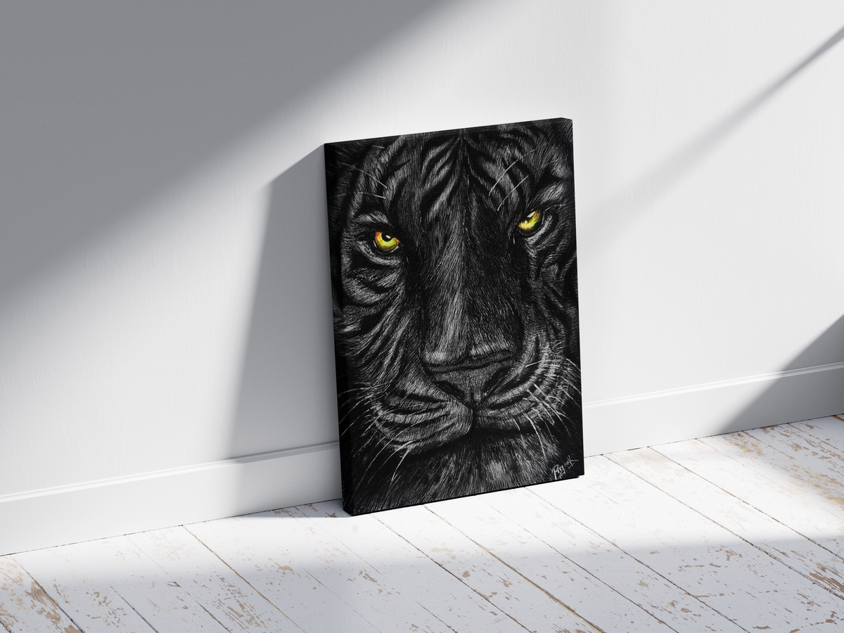 Fearless Tiger Face Original Hand-Painted Acrylic on Canvas (24X36) - Canvas by Priyank & Khushboo