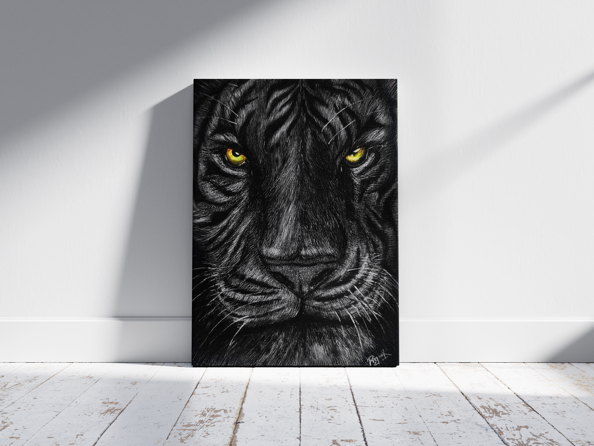 Fearless Tiger Face Original Hand-Painted Acrylic on Canvas (24X36) - Canvas by Priyank & Khushboo