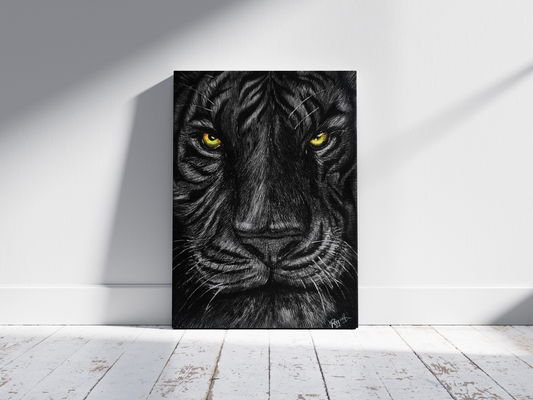 Fearless Tiger Face Original Hand-Painted Acrylic on Canvas (24X36) - Canvas by Priyank & Khushboo