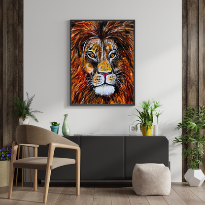 Majestic Lion Face Acrylic on Canvas
