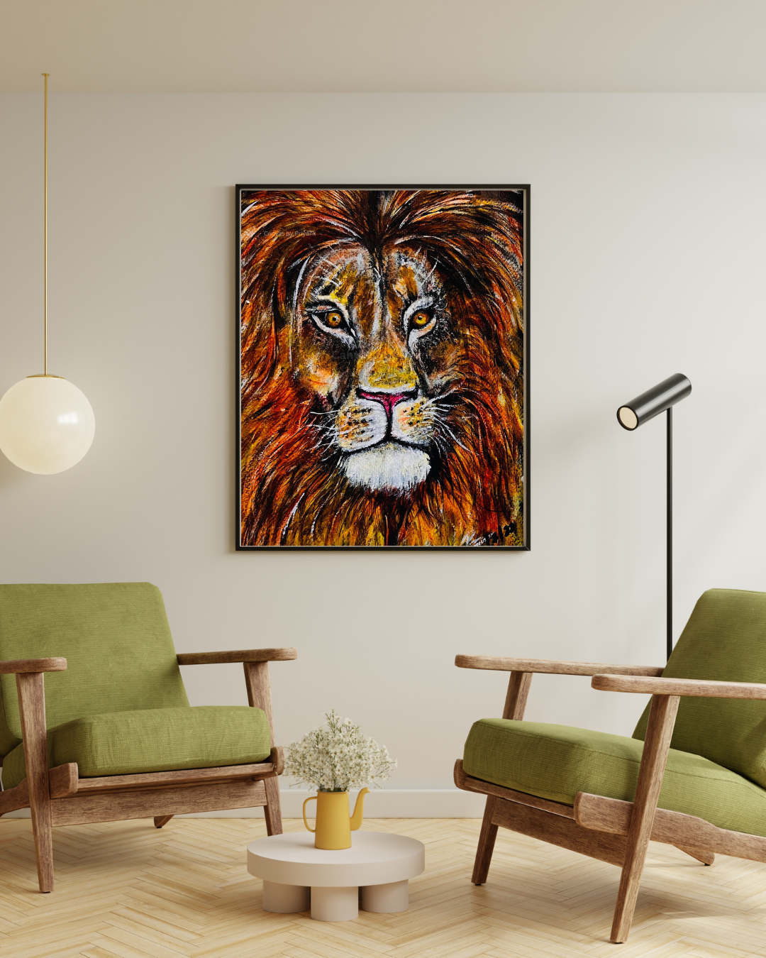 Majestic Lion Face Acrylic on Canvas