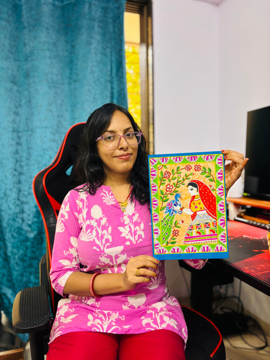Lady of Mithila with Peacock