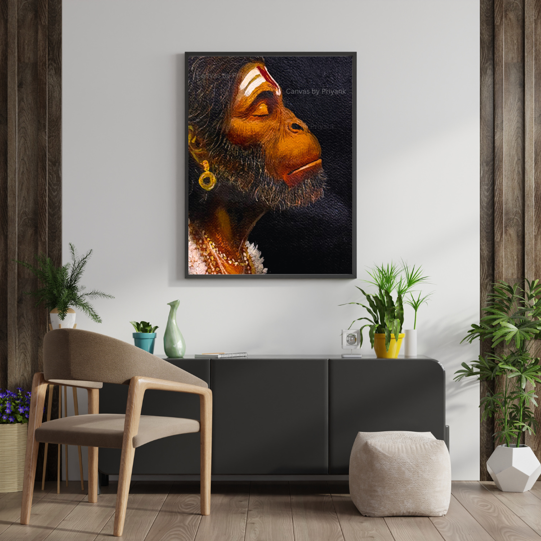 Lord Hanuman Ji Original Hand-Painted Acrylic on Canvas (16x20) | Spiritual Wall Decor