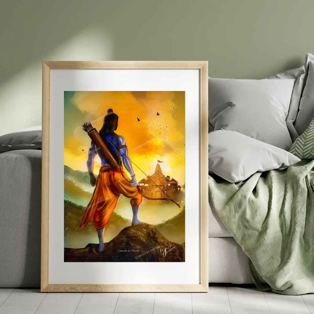 Shri Ram Ayodhya Mandir Indian Painting Wall Art