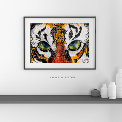 Baby Tiger Face Acrylic on Canvas by Priyank Deep Singh