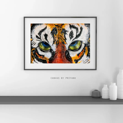 Baby Tiger Face Acrylic on Canvas by Priyank Deep Singh - Canvas by Priyank & Khushboo