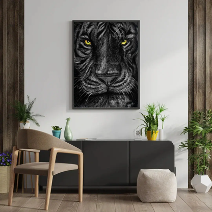 Fearless Tiger Face in Charcoal - Canvas by Priyank & Khushboo